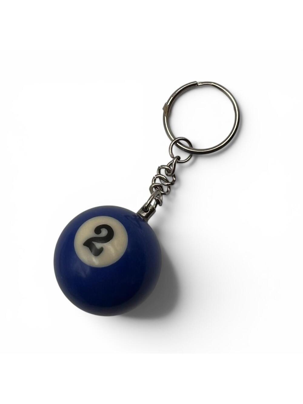 Vintage Blue 2 Ball Pool Ball Keychain